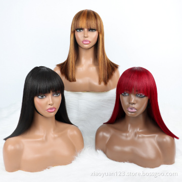 Mayqueen Factory Wholesale 12A Glueless Perruque Highlight Straight Bob Wig 100% Virgin Human Hair no Lace Wigs For Black Women